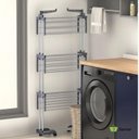 Ver imagem 4 de Multi Varal de Chão com Bandejas e Pés Dobráveis 3 Andares com Cabideiro- Cinza