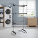 Ver imagem 7 de Multi Varal de Chão com Bandejas e Pés Dobráveis 3 Andares com Cabideiro- Cinza