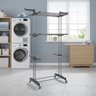 Multi Varal de Chão com Bandejas e Pés Dobráveis 3 Andares com Cabideiro- Cinza - 7