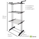 Ver imagem 3 de Multi Varal de Chão com Bandejas e Pés Dobráveis 3 Andares com Cabideiro- Cinza