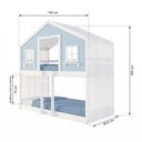 Ver imagem 3 de Beliche Montessoriano Casinha Dos Sonhos com Cortina Madeira Maciça Branco/ Azul Housin