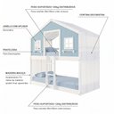 Ver imagem 4 de Beliche Montessoriano Casinha Dos Sonhos com Cortina Madeira Maciça Branco/ Azul Housin