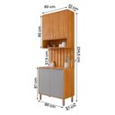 Ver imagem 4 de Armário Aéreo com Balcão e Painel Ripado Divina 80cm 4 Portas Cinamomo/platina