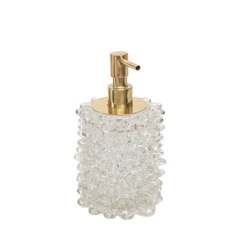 Saboneteira Rostratto em Cristal Murano Transparente e Metal Dourado