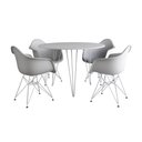 Ver imagem 6 de Mesa Jantar Redonda 90cm Branca Clips 3 Pés com 4 Poltronas Brancas Ferro Branco - Cor: Branco