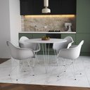 Ver imagem 1 de Mesa Jantar Redonda 90cm Branca Clips 3 Pés com 4 Poltronas Brancas Ferro Branco - Cor: Branco