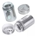 Ver imagem 6 de Pote Porta Condimentos Saleiro Pimenteiro Vidro Aço Inox Tampa Armazenar Sal Pimenta Tempero - Prata
