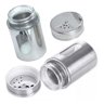 Pote Porta Condimentos Saleiro Pimenteiro Vidro Aço Inox Tampa Armazenar Sal Pimenta Tempero - Prata - 6