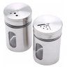 Pote Porta Condimentos Saleiro Pimenteiro Vidro Aço Inox Tampa Armazenar Sal Pimenta Tempero - Prata - 2