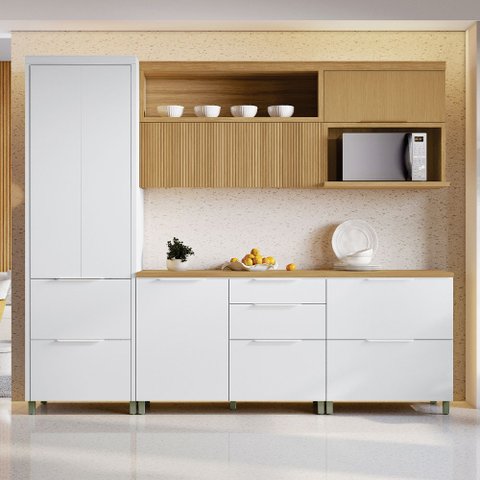 Cozinha Modulada 5 Peças Marquesa 6 Portas 6 Gavetas 100 Mdf Nesher