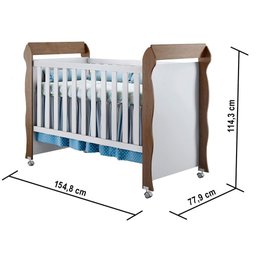 Quarto de Bebê Gran Selena Berço Mini Cama Mirelle Cômoda Infantil com Porta Branco Amadeirado - 4