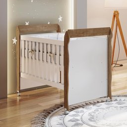 Quarto de Bebê Gran Selena Berço Mini Cama Mirelle Cômoda Infantil com Porta Branco Amadeirado - 2