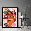 Ver imagem 2 de Quadro Decorativo Abstrato Tropical Mulher - 70x50cm:moldura Branca