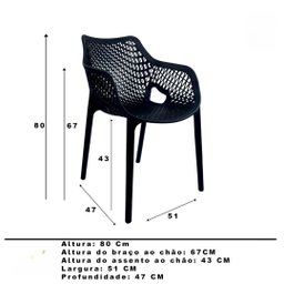 Kit 2 Poltrona Suits Conforto Ergonômico Polipropileno Preto - 4