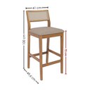 Ver imagem 3 de Kit 2 Banquetas Alta com Encosto Oiti Madeira Maciça Tauari Linho Bege Natuem