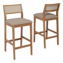 Ver imagem 1 de Kit 2 Banquetas Alta com Encosto Oiti Madeira Maciça Tauari Linho Bege Natuem
