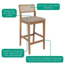 Ver imagem 4 de Kit 2 Banquetas Alta com Encosto Oiti Madeira Maciça Tauari Linho Bege Natuem