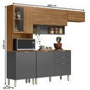 Ver imagem 4 de Cozinha Completa Alba 8 Portas 2 Gavetas com Vidro Amêndola/grafito Prime Tx - Demóbile