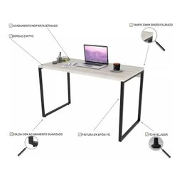 Mesa Para Escritório Office Estilo Industrial 1,20m Kuadra - 4