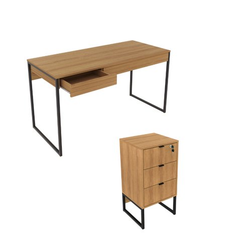 Conjunto para Escritório 2 Peças Amêndoa/preto Tecnomobili