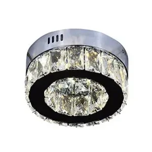 Plafon de Sobrepor Redondo Cristal 20cm Led 6w 6000k Bivolt Inox Cromado