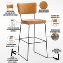 Ver imagem 4 de Kit 4 Banquetas Altas Cozinha Sala Jantar Base em Aço Fixa Allana L02 Couríssimo Whisky - Lyam