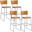 Ver imagem 1 de Kit 4 Banquetas Altas Cozinha Sala Jantar Base em Aço Fixa Allana L02 Couríssimo Whisky - Lyam