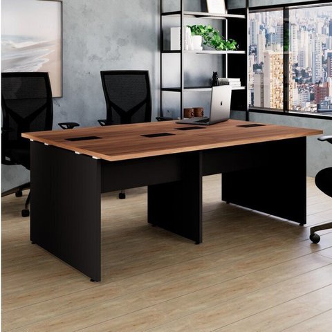 Conjunto Plataforma Pé Painel Espresso Móveis Nogal e Preto Marrom