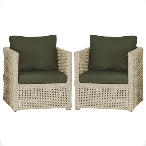 2 Poltronas Madri Alumínio Corda Náutica Estofado 13 Trama Original