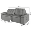 Ver imagem 5 de Sofá Cama Casal Retrátil e Reclinável 3 Lugares Veludo com Molas Cinza Palmeira 200cm CabeCasa MadeiraOriginals Madei