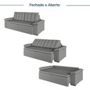 Ver imagem 6 de Sofá Cama Casal Retrátil e Reclinável 3 Lugares Veludo com Molas Cinza Palmeira 200cm CabeCasa MadeiraOriginals Madei