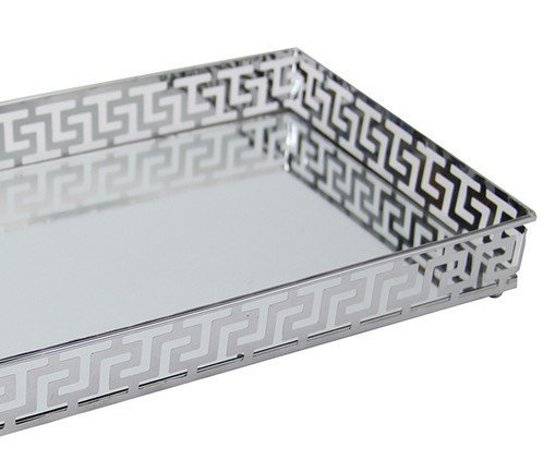 Bandeja Espelhada Decorativa Moderna Prata Lavabo Sala 20x10 - 3