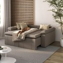 Ver imagem 3 de Sofá Cama Retrátil e Reclinável 3 Lugares 200cm Veludo com Molas Palmeira CabeCasa MadeiraOriginals Castor