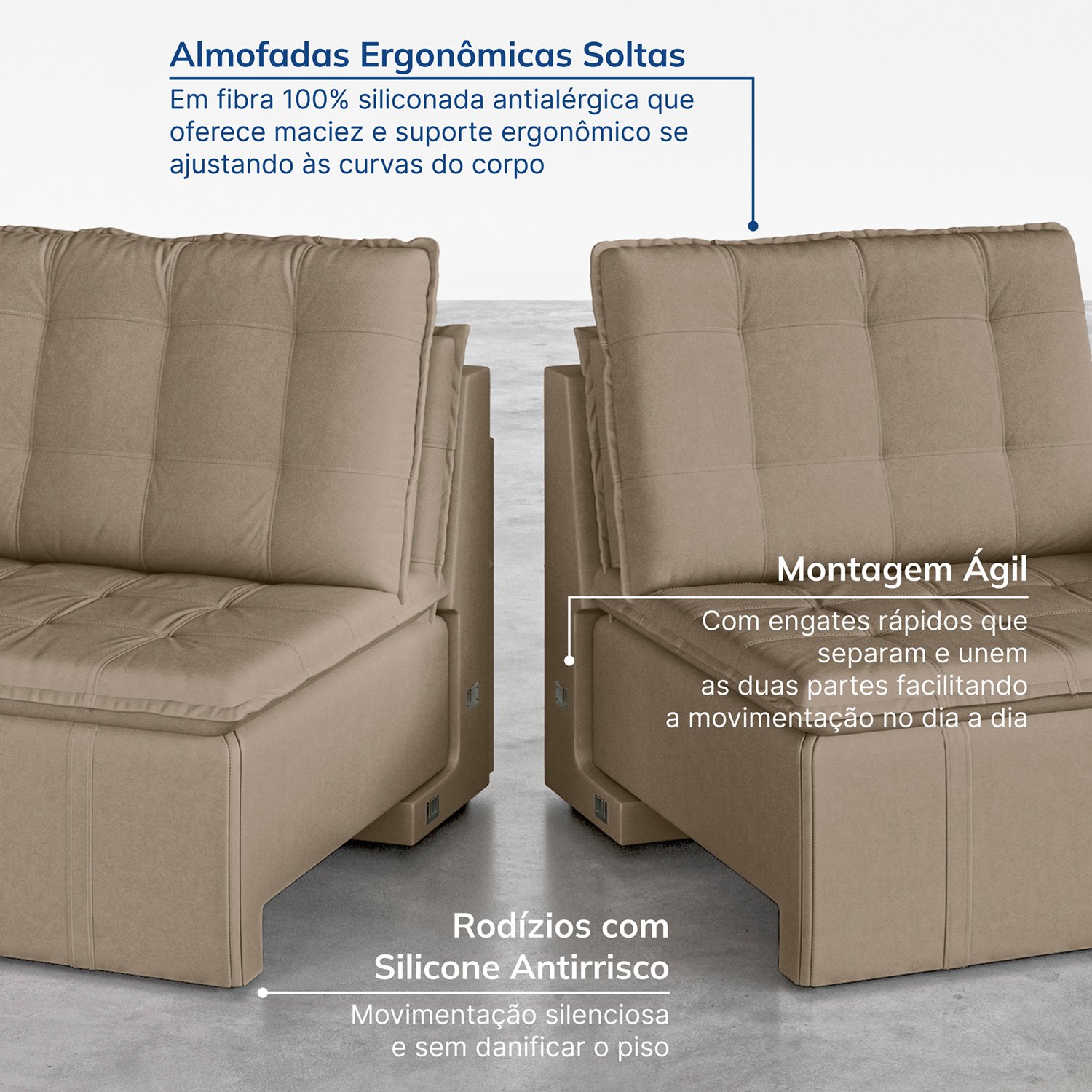 Sofá Cama Palmeira 3 Lugares Retrátil Reclinável 2,00m Veludo com Molas CabeCasa MadeiraMadeira - 8