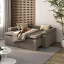 Ver imagem 3 de Sofá Cama Casal Retrátil e Reclinável 3 Lugares Veludo Castor Palmeira 200cm CabeCasa MadeiraOriginals Madeiraorigina