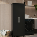 Ver imagem 3 de Armário Organizador Multiuso com 2 Portas e Rodízios Preto com Prateleiras Internas