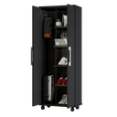 Ver imagem 5 de Armário Organizador Multiuso com 2 Portas e Rodízios Preto com Prateleiras Internas