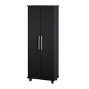Ver imagem 2 de Armário Organizador Multiuso com 2 Portas e Rodízios Preto com Prateleiras Internas