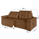 Ver imagem 5 de Sofá Cama Casal Retrátil e Reclinável 3 Lugares Veludo com Molas Marrom Palmeira 200cm CabeCasa MadeiraOriginals Made