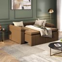 Ver imagem 3 de Sofá Cama Casal Retrátil e Reclinável 3 Lugares Veludo com Molas Marrom Palmeira 200cm CabeCasa MadeiraOriginals Made