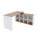 Ver imagem 3 de Mesa em L Escrivaninha Barcelona com 8 Nichos 140cm Branco E Amadeirado Montana