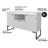 Buffet Aparador 135cm 2 Portas 1 Gaveta 1 Nicho Iron Espresso Móveis - 6