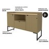 Buffet Aparador 135cm 2 Portas 1 Gaveta 1 Nicho Iron Espresso Móveis - 6
