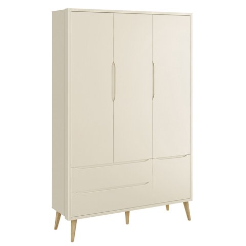 Guarda-roupa Retrô 3 Portas Théo New Areia Fosco com Natural - Moveisaqui