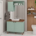 Ver imagem 1 de Conjunto de Banheiro Modulado 100% MDF Americano 3 Peças Iluminata Verde/Mint/Ébano