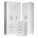 Ver imagem 1 de Guarda Roupa Infantil Lima com Cômoda Ms913 e Armário Multiuso New Íris Branco Brilho – Moval