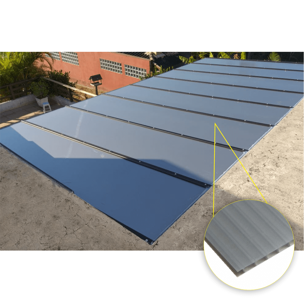 Chapa Policarbonato Alveolar Cinza Refletivo 6mm 2,10m x 6m - 2