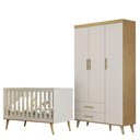 Ver imagem 2 de Berço Americano e Guarda Roupa Infantil Ambiente Ludmila Off White Bétula - Carolina Baby