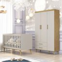 Ver imagem 1 de Berço Americano e Guarda Roupa Infantil Ambiente Ludmila Off White Bétula - Carolina Baby