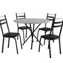 Ver imagem 2 de Conjunto Sala de Jantar Mesa Redonda 80cm Tampo Granito com 4 Cadeiras Milla Preto/Ocre